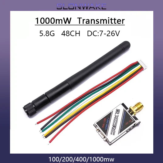 SLONWAKE 48CH 5.8G 0/100/200/400/1000mW Switchable VTX Video Transmitter Module OSD Control For FPV RC Racing Drone